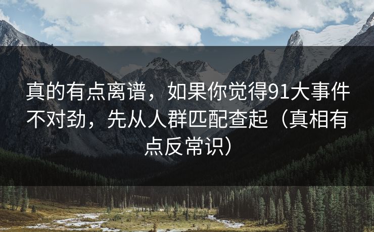 真的有点离谱，如果你觉得91大事件不对劲，先从人群匹配查起（真相有点反常识）